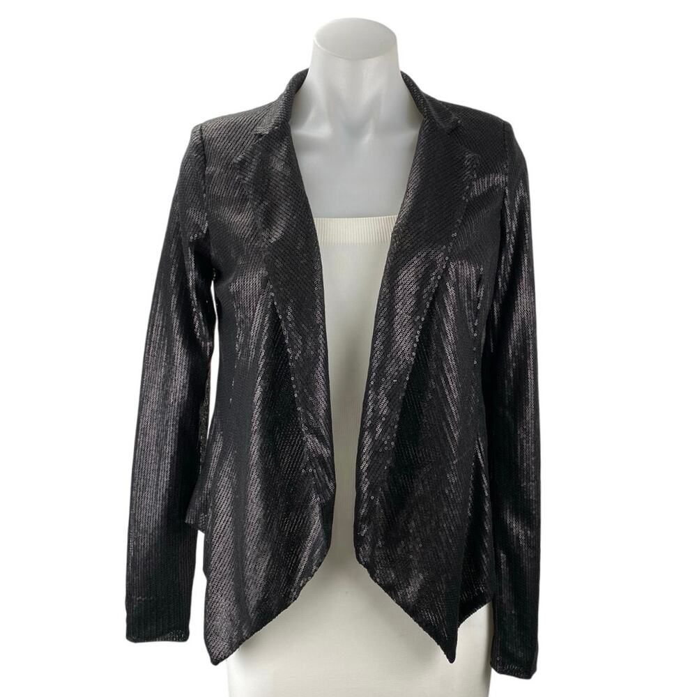 Buffalo David Bitton Women's Black Long Sleeve Sequin Blazer Coat Jacket Size XS